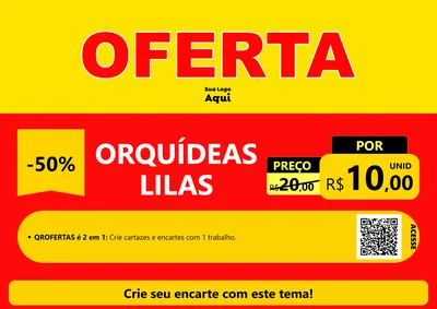 Modelo de Cartaz para Cartaz A4 Horizontal com o tema OFERTA - Vermelho Cartaz para Floricultura e jardim