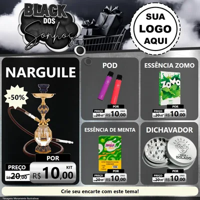 Modelo de Rede Social para Feed Facebook com o tema Black dos Sonhos para Tabacaria