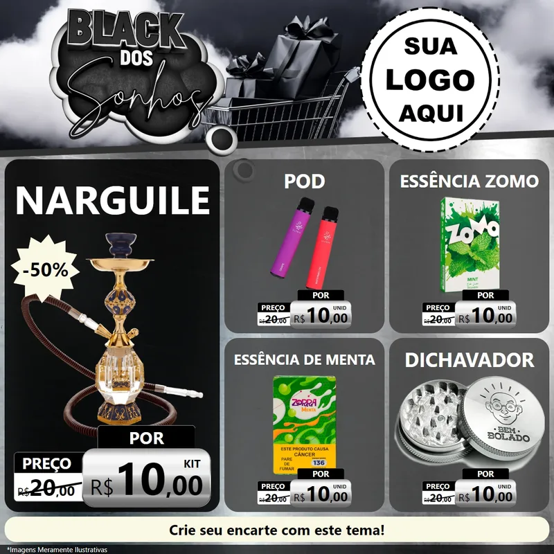 Modelo de Rede Social para Feed Facebook com o tema Black dos Sonhos para Tabacaria