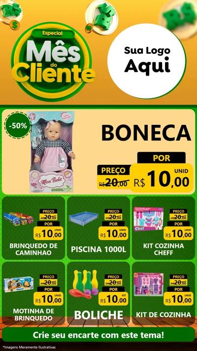 Modelo de Rede Social para Stories com o tema Especial Mês do Cliente para Brinquedos