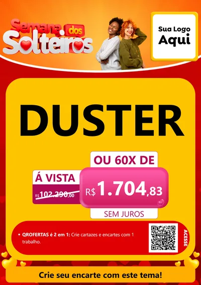 Modelo de Cartaz para Cartaz A4 Vertical com o tema Semana dos Solteiros para Concessionaria de Carros