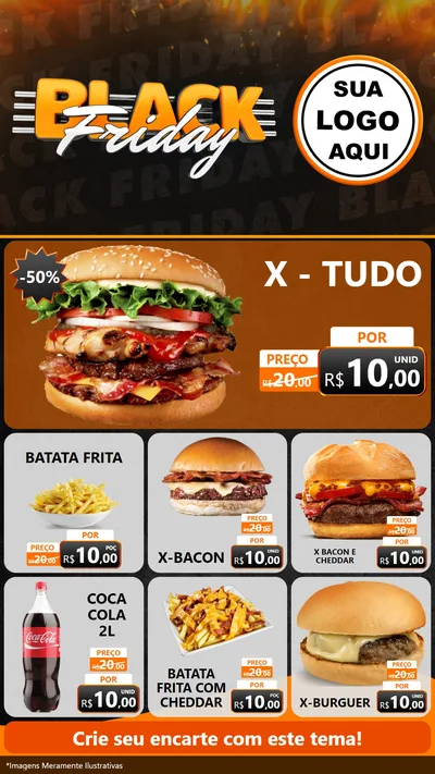 Modelo de Rede Social para Stories com o tema Black Friday para Hamburgueria