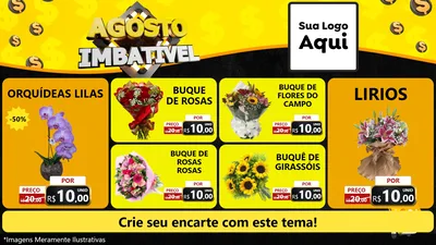 Modelo de TV para TV Horizontal com o tema Agosto Imbatível para Floricultura e jardim