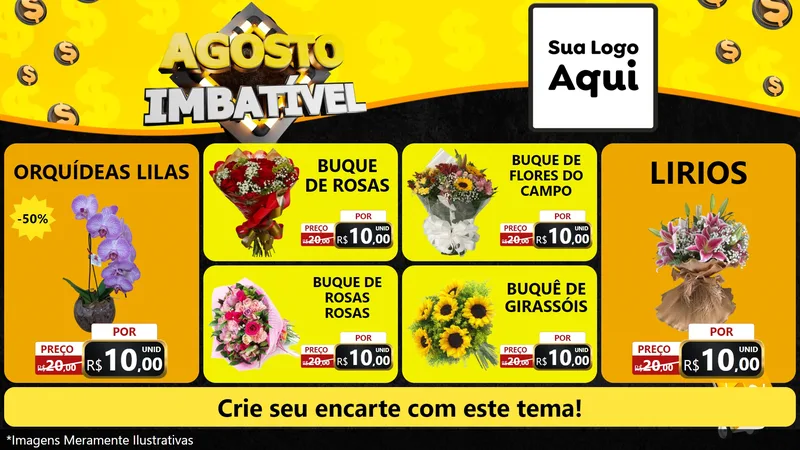 Modelo de TV para TV Horizontal com o tema Agosto Imbatível para Floricultura e jardim