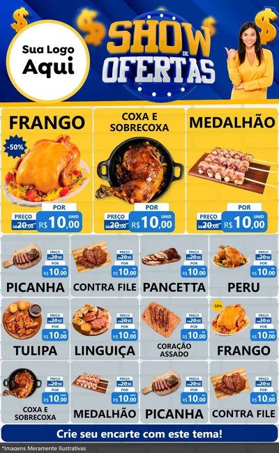 Modelo de Encarte para Encarte Grande com o tema Show de Ofertas para Assados