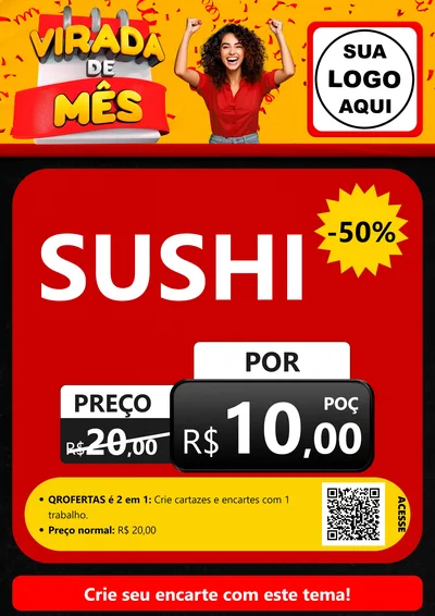 Modelo de Cartaz para Cartaz A4 Vertical com o tema Virada de Mês para Comida japonesa