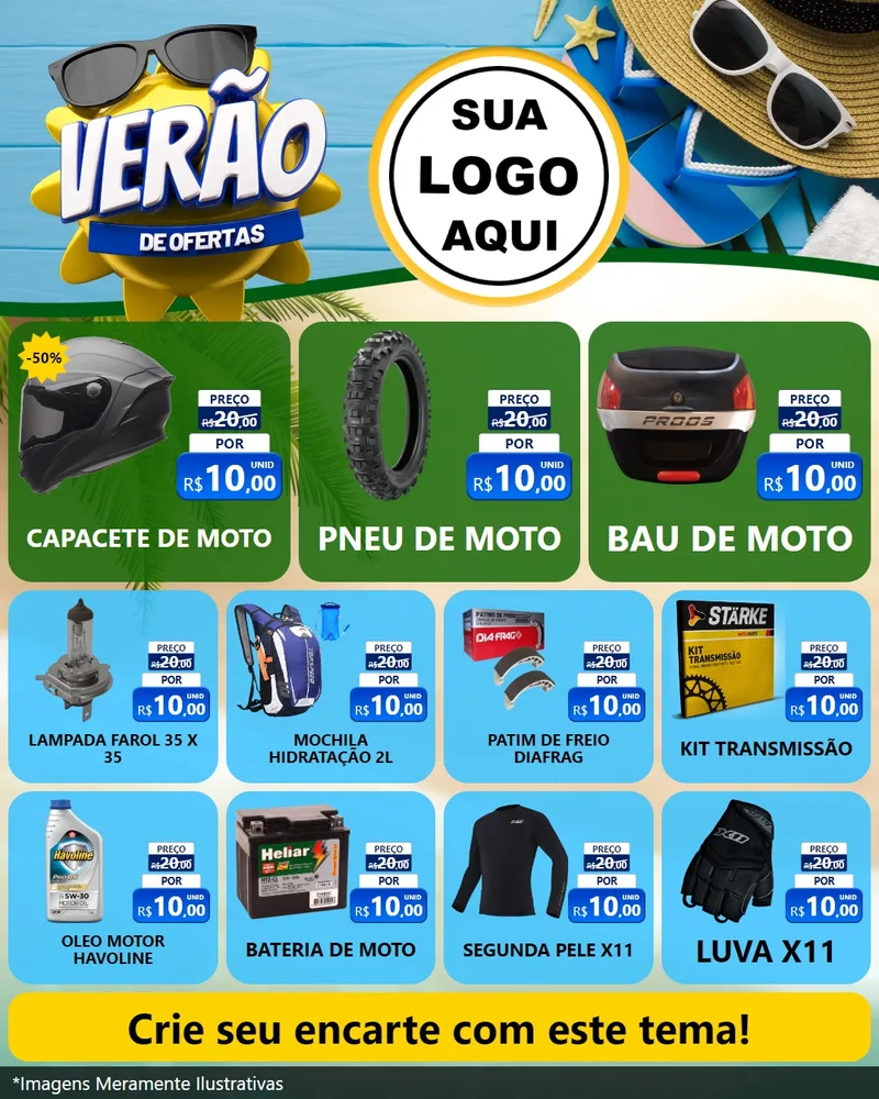 Modelo de Rede Social para Feed Instagram com o tema Verão de Ofertas para Moto peças