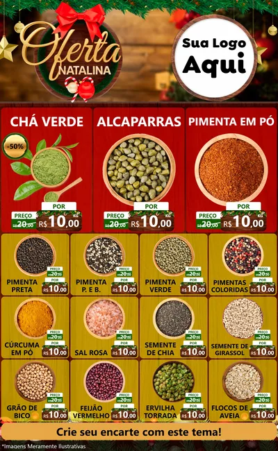 Modelo de Encarte para Encarte Grande com o tema Ofertas Natalina para Produtos Naturais