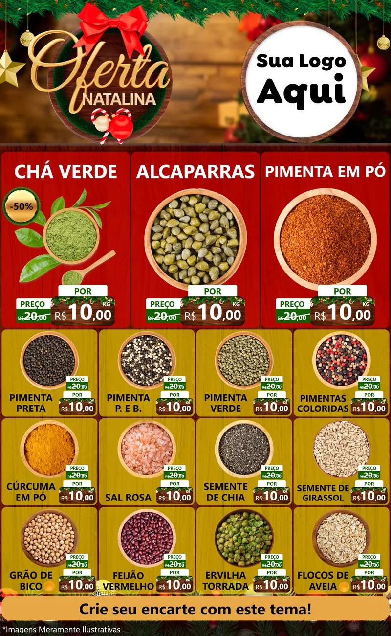 Modelo de Encarte para Encarte Grande com o tema Ofertas Natalina para Produtos Naturais