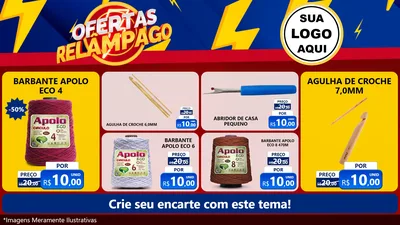 Modelo de TV para TV Horizontal com o tema Ofertas Relâmpago para Armarinho e Aviamentos