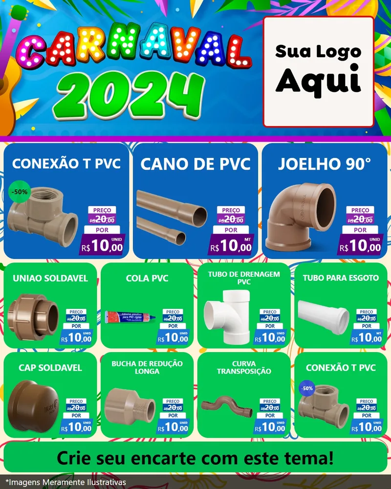 Modelo de Rede Social para Feed Instagram com o tema Carnaval 2027 para Tubos e conexões