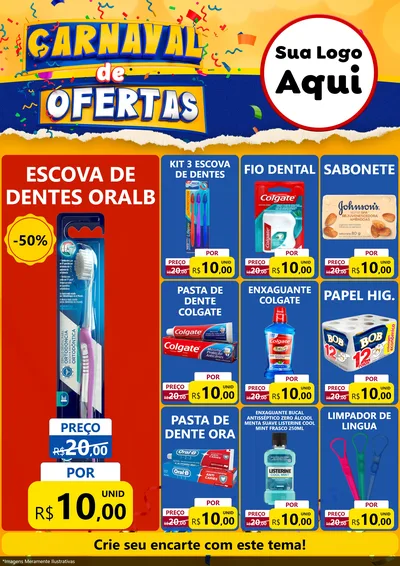 Modelo de Encarte para Encarte A4 Vertical com o tema Carnaval de Ofertas para Higiene Pessoal