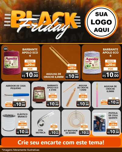 Modelo de Rede Social para Feed Instagram com o tema Black Friday para Armarinho e Aviamentos