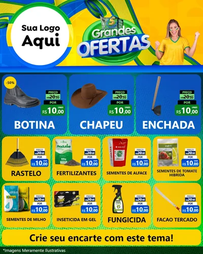 Modelo de Rede Social para Feed Instagram com o tema Grandes Ofertas para Agropecuária