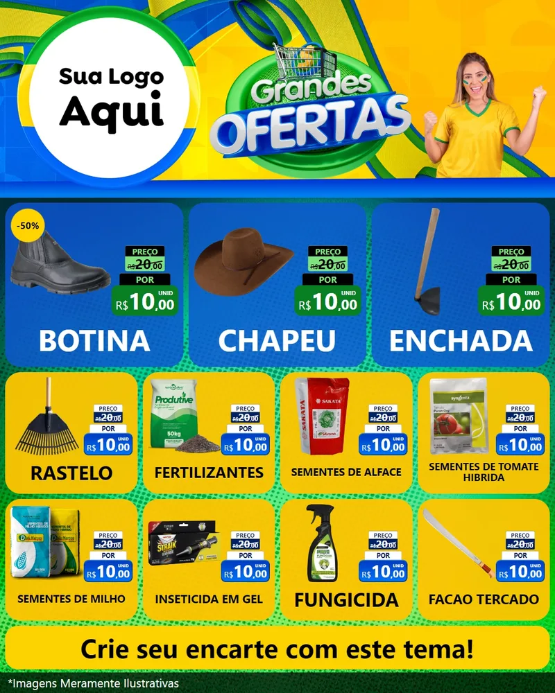 Modelo de Rede Social para Feed Instagram com o tema Grandes Ofertas para Agropecuária