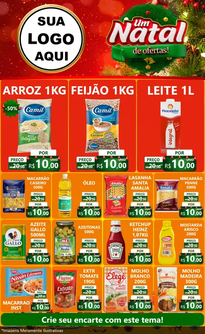 Modelo de Encarte para Encarte Grande com o tema Um Natal de Ofertas para Supermercado