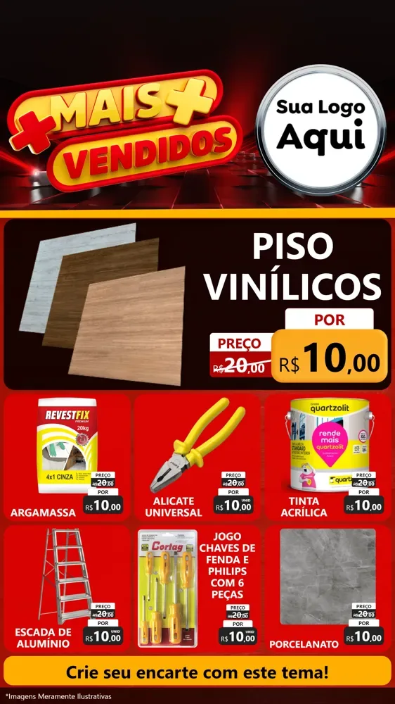 Modelo de Rede Social para Stories com o tema Mais Vendidos para Material para Construção