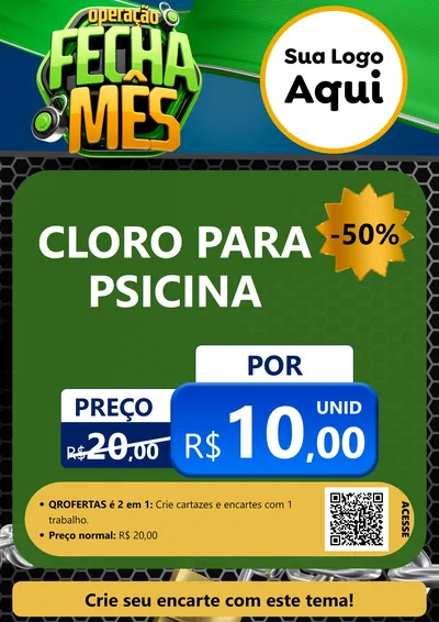 Modelo de Cartaz para Cartaz A4 Vertical com o tema Operação Fecha Mês para Produtos para Piscina