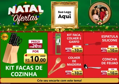 Modelo de Encarte para Encarte A4 Horizontal com o tema Natal de Ofertas para Utilidades Domésticas