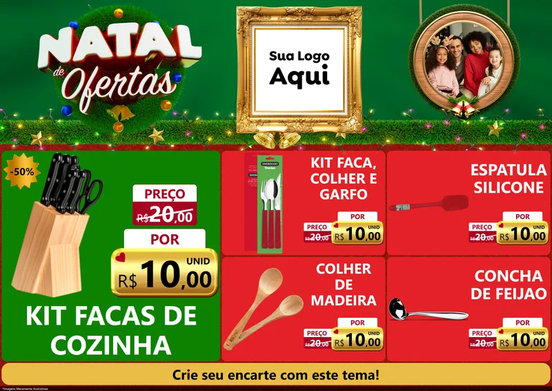 Modelo de Encarte para Encarte A4 Horizontal com o tema Natal de Ofertas para Utilidades Domésticas