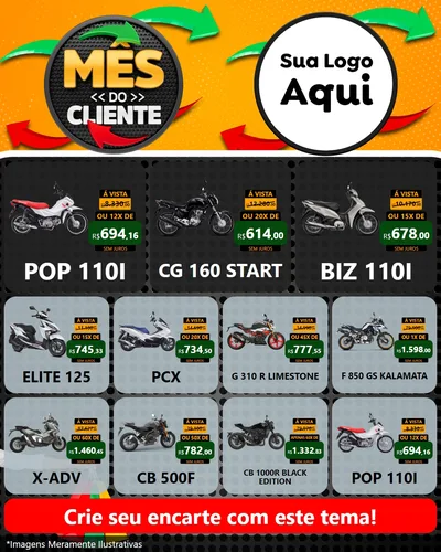 Modelo de Rede Social para Feed Instagram com o tema Mês do Cliente para Concessionaria de Motos