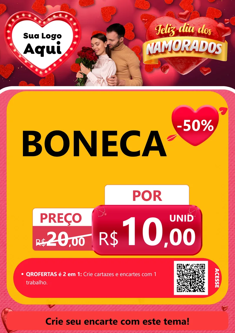 Modelo de Cartaz para Cartaz A4 Vertical com o tema Feliz Dia Dos Namorados para Brinquedos