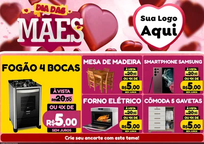 Modelo de Encarte para Encarte A4 Horizontal com o tema Dia Das Mães para Móveis e Eletro