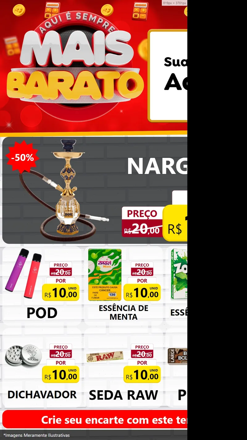 Modelo de Rede Social para Stories com o tema Mais Barato para Tabacaria