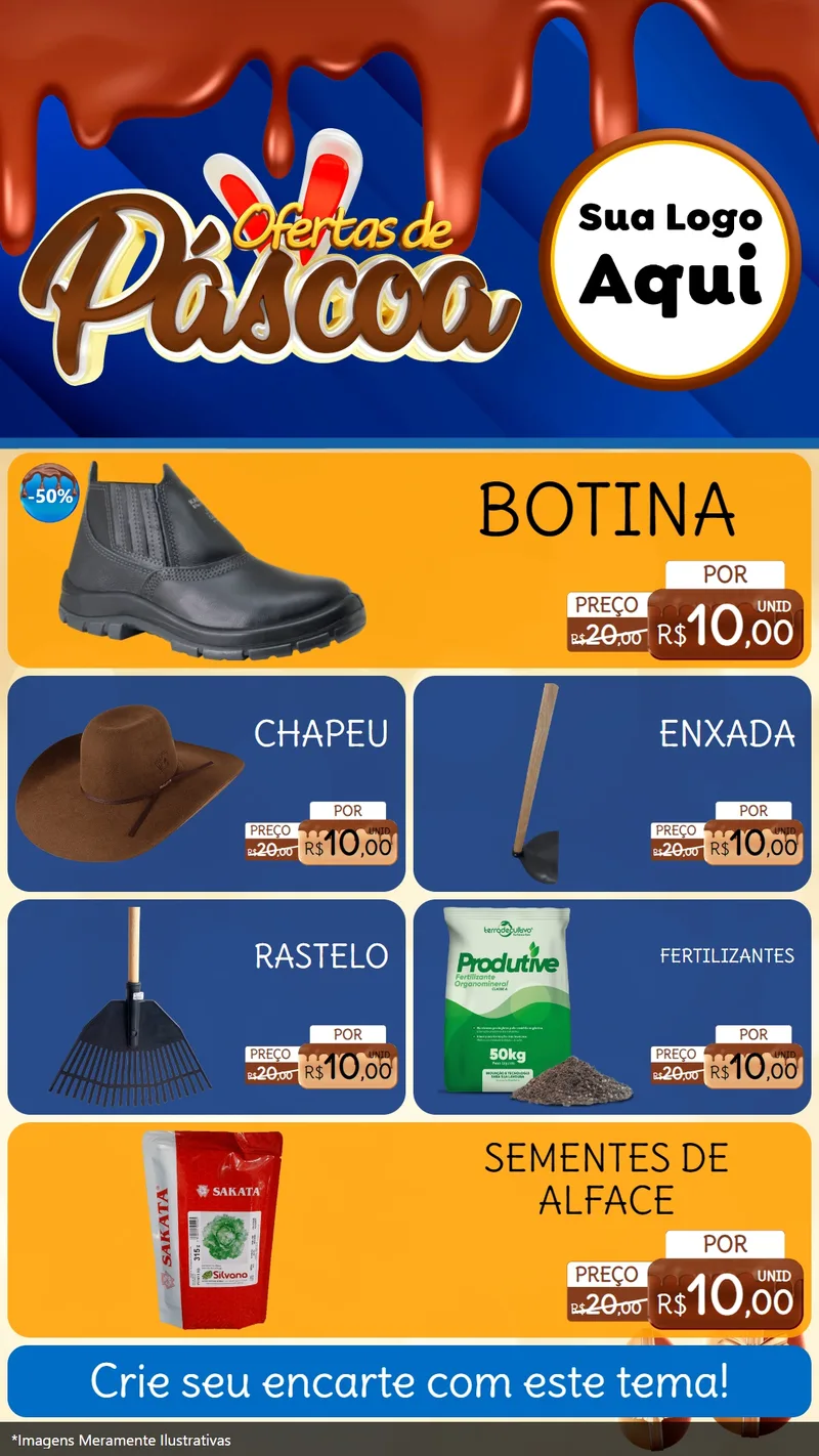 Modelo de TV para TV Vertical com o tema Ofertas de Páscoa para Agropecuária