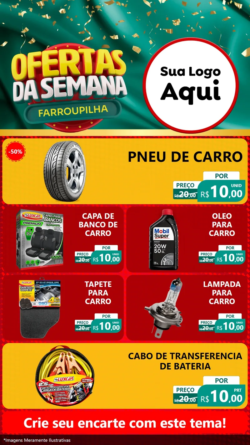 Modelo de TV para TV Vertical com o tema Ofertas da Semana Farroupilha para Auto peças