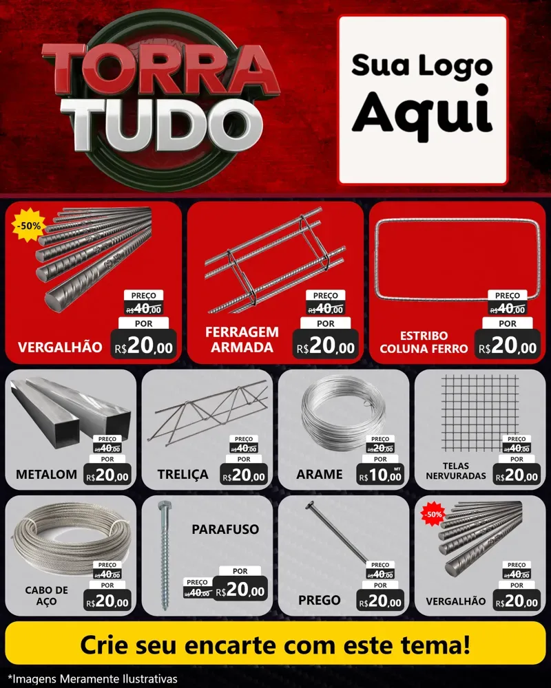 Modelo de Rede Social para Feed Instagram com o tema Torra Tudo para Ferragens