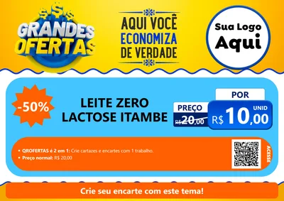 Modelo de Cartaz para Cartaz A4 Horizontal com o tema Grandes Ofertas para Frios e Laticínios