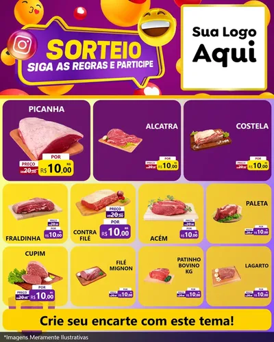 Modelo de Rede Social para Feed Instagram com o tema Sorteio para Açougue