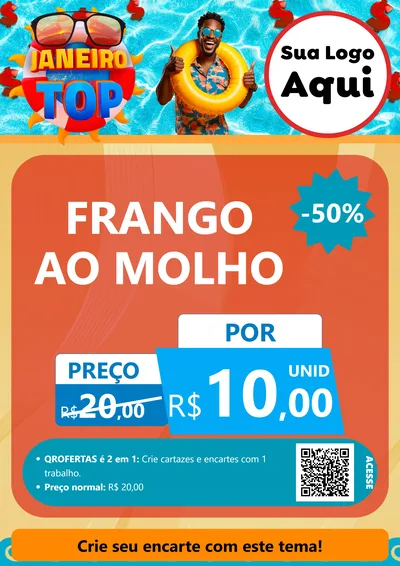 Modelo de Cartaz para Cartaz A4 Vertical com o tema Janeiro Top para Restaurante