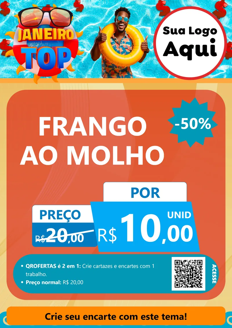 Modelo de Cartaz para Cartaz A4 Vertical com o tema Janeiro Top para Restaurante