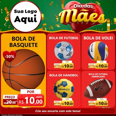 Modelo de Rede Social para Feed Facebook com o tema Dia das Mães para Artigos Esportivos