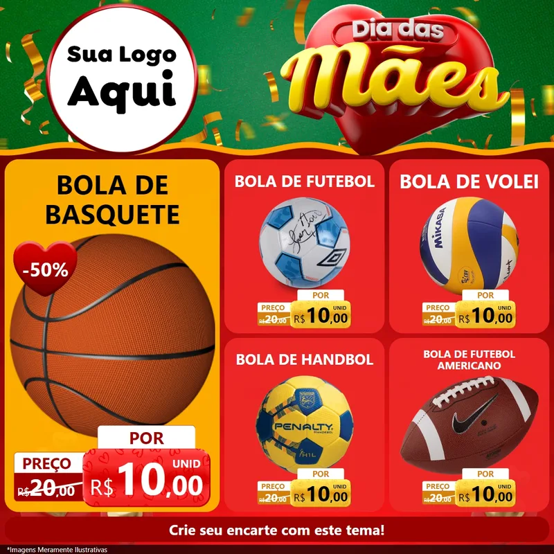 Modelo de Rede Social para Feed Facebook com o tema Dia das Mães para Artigos Esportivos