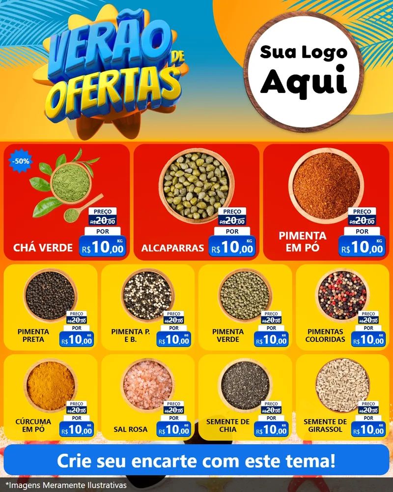 Modelo de Rede Social para Feed Instagram com o tema Verão de Ofertas para Produtos Naturais