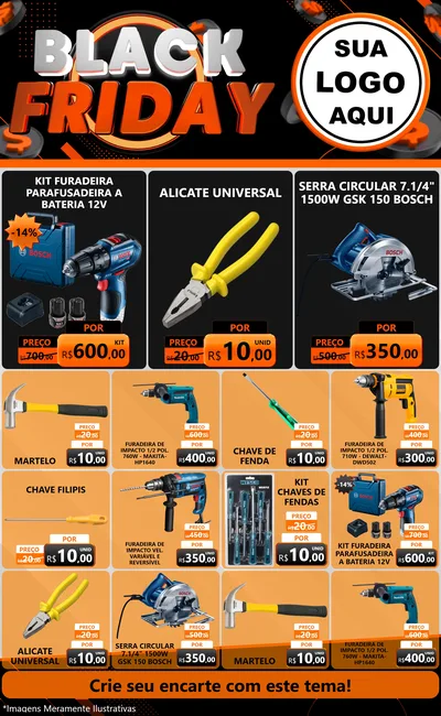 Modelo de Encarte para Encarte Grande com o tema Black Friday para Maquinas e Ferramentas