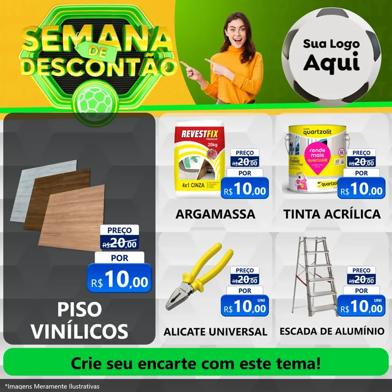 Modelo de Rede Social para Feed Facebook com o tema Semana de Descontão - Copa para Material para Construção