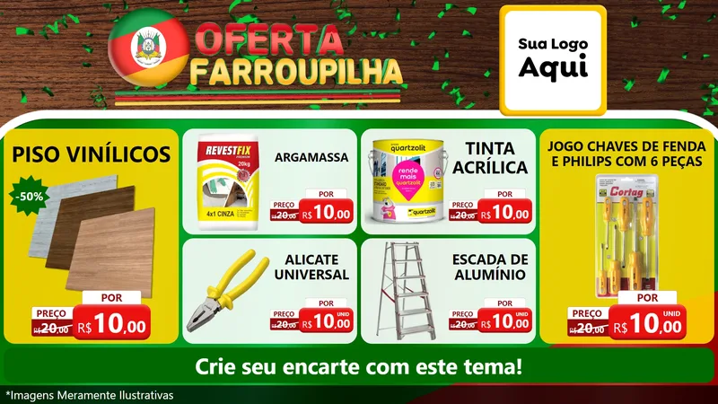 Modelo de TV para TV Horizontal com o tema Oferta Farroupilha para Material para Construção