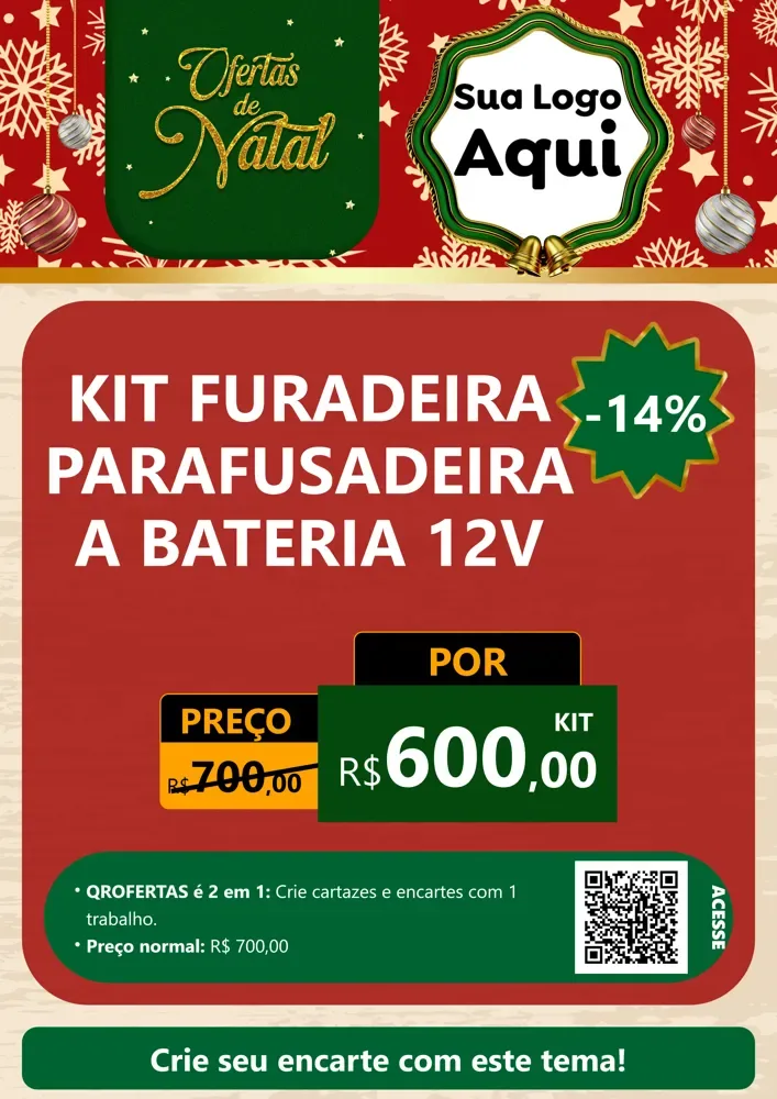 Modelo de Cartaz para Cartaz A4 Vertical com o tema Natal de Ofertas para Maquinas e Ferramentas