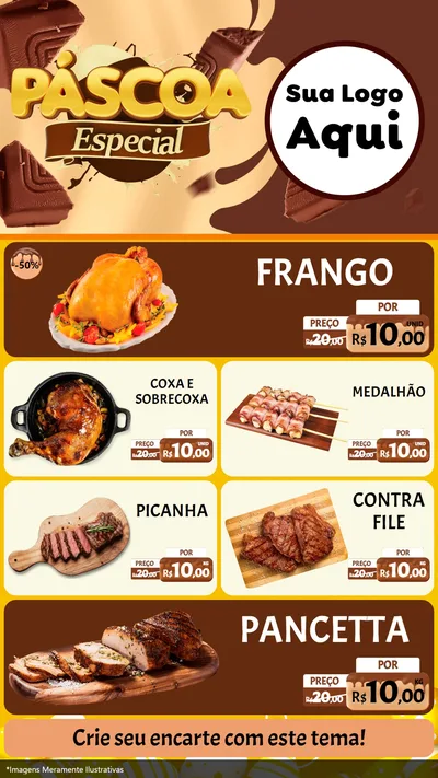 Modelo de TV para TV Vertical com o tema Páscoa Especial para Assados