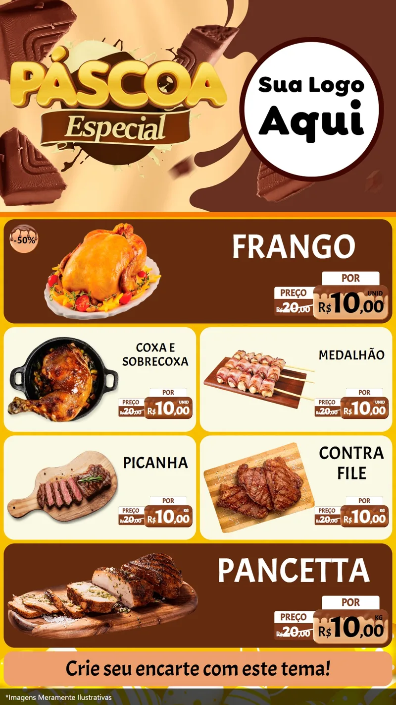 Modelo de TV para TV Vertical com o tema Páscoa Especial para Assados