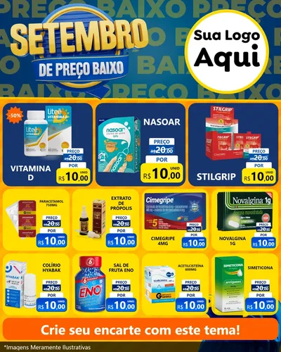 Modelo de Rede Social para Feed Instagram com o tema Setembro De Preço Baixo para Farmácia