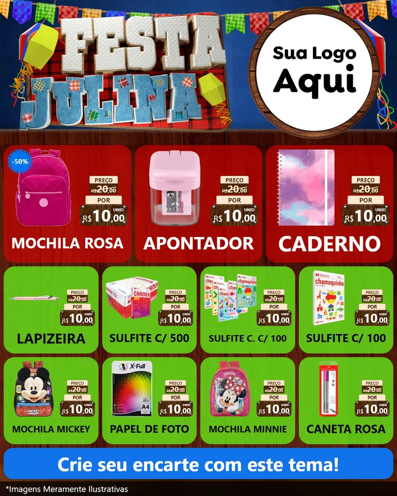 Modelo de Rede Social para Feed Instagram com o tema Festa Julina para Papelaria