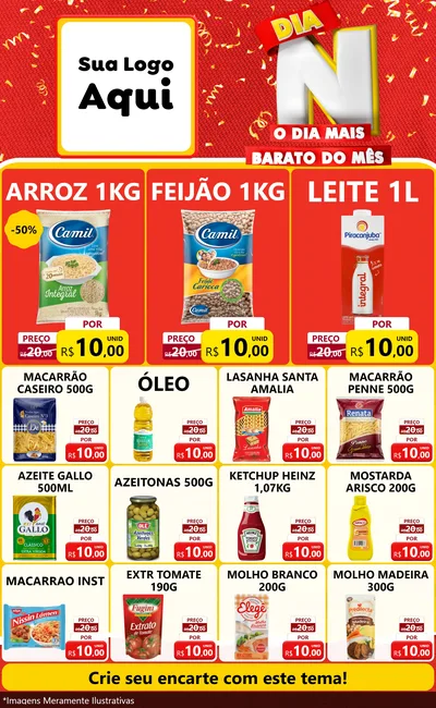 Modelo de Encarte para Encarte Grande com o tema Dia N o Dia Mais Barato do Mês para Supermercado