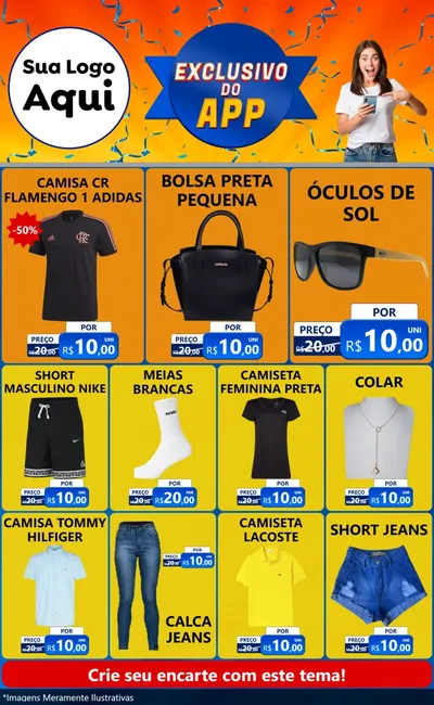 Modelo de Encarte para Encarte Grande com o tema Exclusivo do Aplicativo para Roupas e acessórios