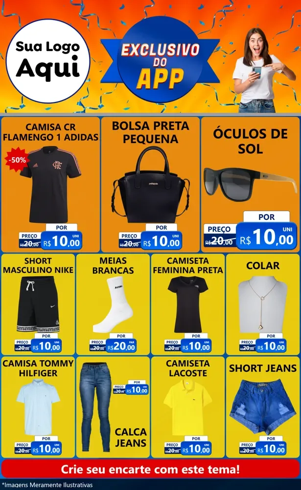 Modelo de Encarte para Encarte Grande com o tema Exclusivo do Aplicativo para Roupas e acessórios