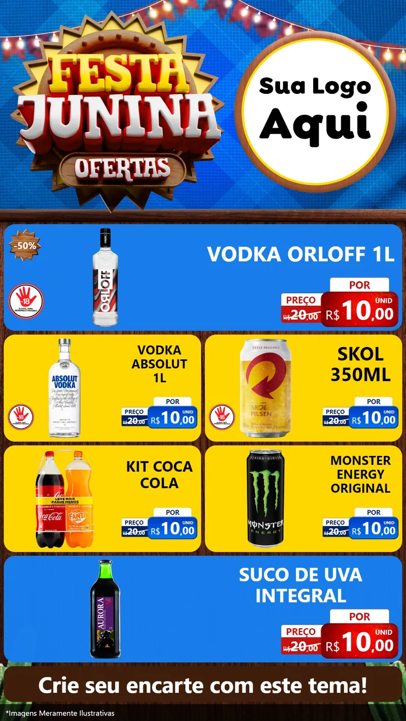 Modelo de TV para TV Vertical com o tema Festa Junina Ofertas para Distribuidora de bebidas